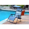 Set of 2 Oversized Zero Gravity Chair with Sunshade and Drink Tray - Blue