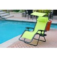 Set of 2 Oversized Zero Gravity Chair with Sunshade and Drink Tray - Lime Green