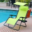 Oversized Zero Gravity Chair with Sunshade and Drink Tray - Lime Green