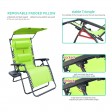 Oversized Zero Gravity Chair with Sunshade and Drink Tray - Lime Green