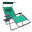 Set of 2 Oversized Zero Gravity Chair with Sunshade and Drink Tray - Green