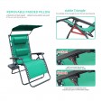 Set of 2 Oversized Zero Gravity Chair with Sunshade and Drink Tray - Green