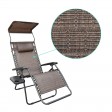 Set of 2 Oversized Zero Gravity Chair with Sunshade and Drink Tray - Brown Mesh