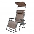 Set of 2 Oversized Zero Gravity Chair with Sunshade and Drink Tray - Brown Mesh