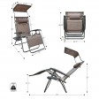 Set of 2 Oversized Zero Gravity Chair with Sunshade and Drink Tray - Brown Mesh