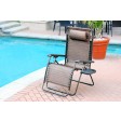 Set of 2 Oversized Zero Gravity Chair with Sunshade and Drink Tray - Brown Mesh