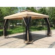 120 Inch x 120 Inch Metal Gazebo With Double Roof And Netting