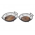 S/2 wood /metal tray