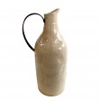 Small Beige Pitcher with Metal Handle