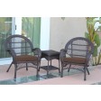 3pc Santa Maria Espresso Wicker Chair Set - Brown Cushions