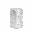 3 x 4 Inch Silver Scroll Pillar Candle
