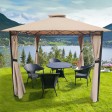 10FT X 10FT WITH 2-TIER SOFT TOP GAZEBO/DARK TAN COLOR