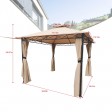 10FT X 10FT WITH 2-TIER SOFT TOP GAZEBO/DARK TAN COLOR