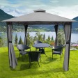 10FT X 13FT WITH 2-TIER SOFT TOP GAZEBO/GREY COLOR