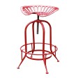 Antique Red Metal Wire Counter Height Stool