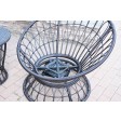Papasan Espresso Wicker Swivel Chair and Table Set with Sage Green Cushions