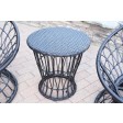 Papasan Espresso Wicker Swivel Chair and Table Set with Black Cushions