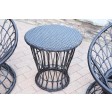 Papasan Espresso Wicker Swivel Chair and Table Set with Sage Green Cushions