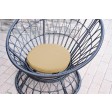 Papasan Espresso Wicker Swivel Chair and Table Set with Tan Cushion