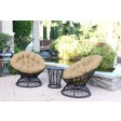 Papasan Espresso Wicker Swivel Chair and Table Set with Cushions
