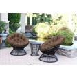 Papasan Espresso Wicker Swivel Chair and Table Set with Cushions