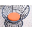 Papasan Espresso Wicker Swivel Chair and Table Set with Orange Cushions