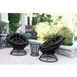 Papasan Espresso Wicker Swivel Chair and Table Set with Cushions