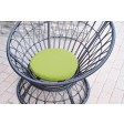 Papasan Espresso Wicker Swivel Chair and Table Set with Sage Green Cushions