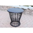 Papasan Espresso Wicker Swivel Chair and Table Set with Sage Green Cushions
