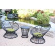 Papasan Espresso Wicker Swivel Chair and Table Set with Sage Green Cushions