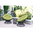 Papasan Espresso Wicker Swivel Chair and Table Set with Cushions