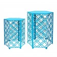 Set of 2 Hexagon Metal Side Table - Turquoise