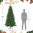 7 Feet. Slim Pre-Lit Artificial Christmas Tree With Metal Stand
