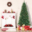 7 Feet. Slim Pre-Lit Artificial Christmas Tree With Metal Stand