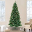 7 Feet. Slim Pre-Lit Artificial Christmas Tree With Metal Stand