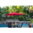 6.5FT x 10FT Aluminum Patio Market Umbrella Tilt with Crank - Red Fabric/Black Pole
