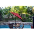 6.5FT x 10FT Aluminum Patio Market Umbrella Tilt with Crank - Burgundy Fabric/Black Pole