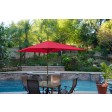 6.5FT x 10FT Aluminum Patio Market Umbrella Tilt with Crank - Red Fabric/Champagne  Pole