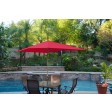 6.5FT x 10FT Aluminum Patio Market Umbrella Tilt with Crank - Red Fabric/Bronze Pole