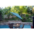 6.5FT x 10FT Aluminum Patio Market Umbrella Tilt with Crank - Turquoise Fabric/Bronze Pole