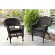 Espresso Wicker Chair With Black Cushion - Set of 2