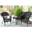 3pc Santa Maria Espresso Wicker Chair Set - Midnight Blue Cushions