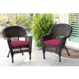 Espresso Wicker Chair With Cushion Set of 2