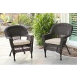 Espresso Wicker Chair With Tan Cushion - Set of 4