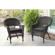 Espresso Wicker Chair With Black Cushion - Set of 4
