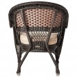 Espresso Rocker Wicker Chair with Tan Cushion -  Set of 2