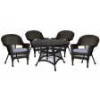 5pc Espresso Wicker Dining Set With Cushions
