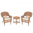 Honey Wicker Chair And End Table Set With Chair Cushion