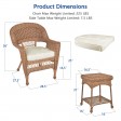 Honey Wicker Chair And End Table Set With Chair Cushion