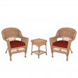 Honey Wicker Chair And End Table Set With Chair Cushion